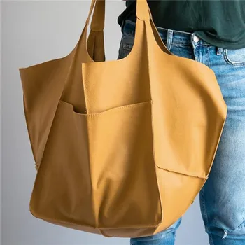 Ежедневни меки дамски чанти-тоут голям капацитет, луксозни чанти през рамо от изкуствена кожа в ретро стил, големи портмонета за купувачи