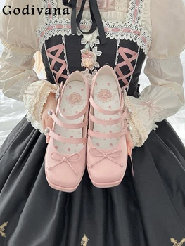 Модерни елегантни дамски обувки на висок ток с диаманти и лък, пролет и есен, сладки висококачествени обикновена обувки на висок ток с квадратни пръсти