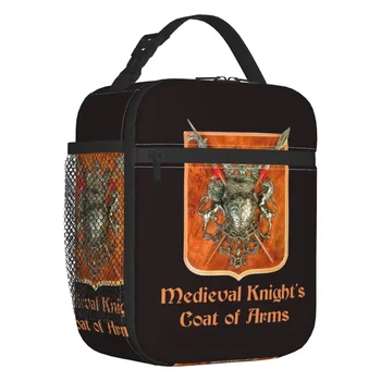 Средновековен Герб Кръстоносците Изолирано Чанта За Обяд За Жени Knights Templar Warrior Термоохладитель Bento Box Детска Школа