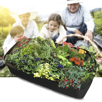 Пухкава чанта за саксии, посадъчен контейнер за отглеждане на правоъгълни растения на открито, текстилен саксия за засаждане на растения в градината.