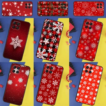 Зимни Снежинки Червен Цвят, За да Honor 70 50x8x9 Калъф За Телефон Huawei P30 Lite P20 P40 P50 Pro Nova 5T P Smart 2019
