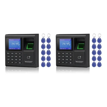 2X Биометрична система за контрол на достъп за RFID и RFID-клавиатура USB-система за пръстови отпечатъци, Електронни часовници отчитане на работното време