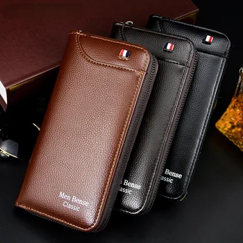 Нов дълъг портфейл Мъжки бизнес джоб с няколко карти, чантата е с голям капацитет, модерна чанта за мобилен телефон за почивка, портфейл