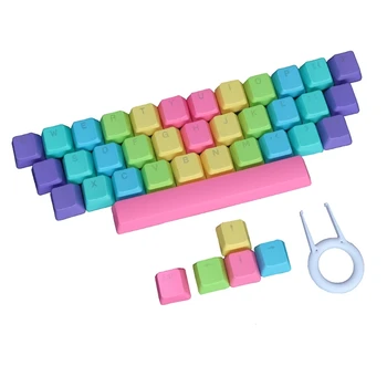 Капачка за ключове Rainbow 39 Keys, два цвята инжекционни капачки за ключове, дебели комплекти комбинации от PBT за геймърска механична клавиатура Cherry MX