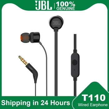 10шт JBL T110 3,5 мм Слушалки с Кабел TUNE110 Стерео Слушалки основната част Слушалки Спортни Слушалки Вграден Управление на говорител с микрофон