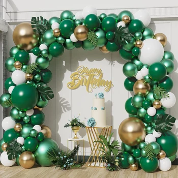 Комплект със зелен венец от балони и арката за парти в стил сафари в джунглата, балон Wild One, декор за парти в чест на рождения Ден, Детски душ, Латексный балон Globos