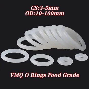 Уплътнителни пръстени VMQ Силикон пръстен Бяло О пръстен от хранително-силикон Водоустойчив гумена шайба CS 3-5 mm OD 10-150 мм