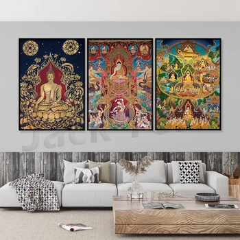 Будистки изкуство, Плакат на Буда, Начало Декор на стените, Тайское Изкуство, Будистки Плакат, Стенно изкуство, Подарък за дома, Будистки Плакат, Декора на стените