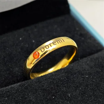 2023, Именное пръстен с надпис на 12 камъни, персонални, от неръждаема стомана, позлатените Пръстен на пръста си, бижута за рожден Ден, подаръци