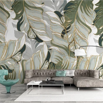 wellyu Nordic ръчно рисувани тропически растения, листа, линия, светъл луксозен фон за телевизор, стенни картини, големи стенни тапети по поръчка