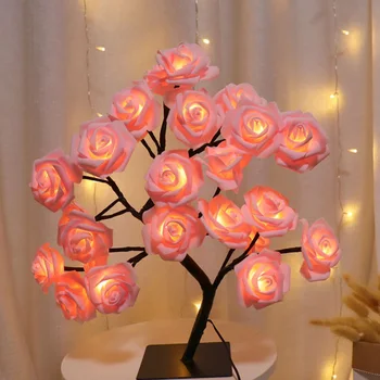 Светодиодна настолна лампа Розата е Цветето на Дърво USB ночники Led настолни лампи Декорация на дома, Партита на открито, Сватба, Подарък за Интериор на спалнята