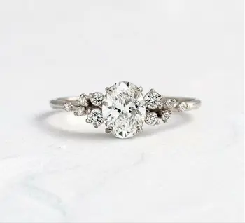 Годежен пръстен с диамант овална кройка с овална кройка 1,30 карата, отгледана в лаборатория, от бяло злато 14 карата, CVD HPHT Diamond DE VS1