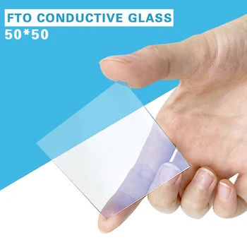 50x50x2,2 мм, 10 Ома/кв. м, Лабораторно Прозрачно Проводящее Стъкло С покритие от оксид, калай, легирани с флуорид (FTO)