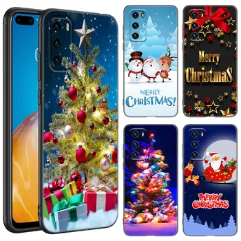 Калъф За Телефон Merry Christmas Tree Elk Elk За Huawei P8 P9 P10 P20 P30 P40 Lite E P50 P Smart Pro Z S 2018 2019 2020 2021 Черен Калъф