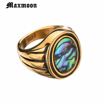 Maxmoon под формата На черупки от неръждаема стомана, Прост пръстен, мъжки, женски, сватба, модни Бижута,