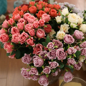 1 БР 59 см 3 Глави Изкуствена Коприна Розата е цветето на Разклонение на Дома Сватбена Маса, Украса на Стаята Подарък F581