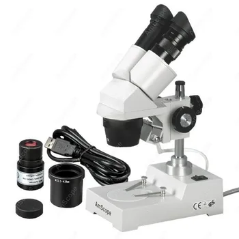 Стереомикроскоп с цифрова камера-AmScope Осигурява 20-кратно и 40-кратно стереомикроскоп с цифрова камера SE304-P-E