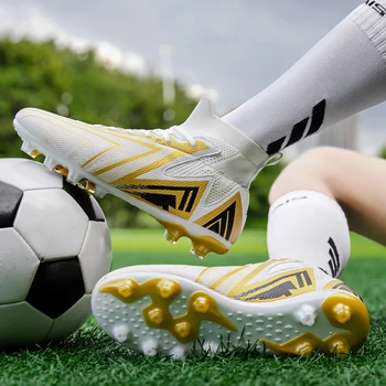 Нова Мъжки висок клас футболни обувки FG / TF карта, високи мини футболни обувки, Градинска детски спортни обувки, Тренировочная обувки 35-48