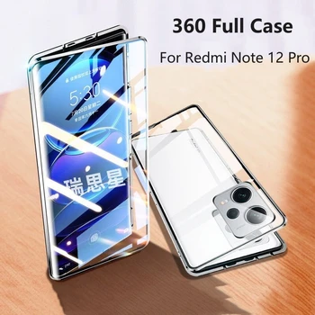 360 Пълен Калъф За Xiaomi Redmi Note 12 Pro Plus 5G Case Двустранен Магнитен Адсорбция Метална Изкривен Стъклена Защитно покритие