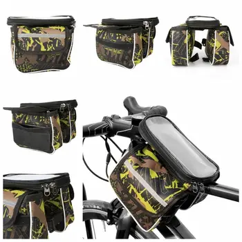 Велосипедна седельная чанта със сензорен екран, стойка за инструменти, чанти за конна езда, чанта за каране на велосипед рамка, държач за предната част на рамката, чанта за съхранение на велосипеди