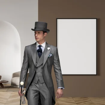 Висококачествени ежедневни бизнес костюм кума на булката за сватбения банкет, однобортный костюм от три части, мъжки костюми-смокинги