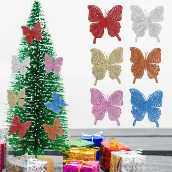 1 Бр Моделиране Кухи Цвете, Пеперуда Блясък На Коледната Елха Подвесное Украса Модел На Коледно Дърво Окачване