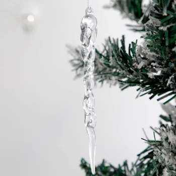 Нови Коледна украса Прозрачна висулка във формата на леденца Пластмасова нишка Icicle Висулка във формата на Коледно Окачване под формата на лед мотика