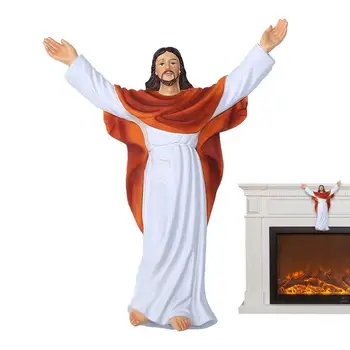 Декоративна Статуетка Исус Христос от смола, Фигурка на Възкресението, Автоукрашение, Статуята на християнския Светец, празничен подарък
