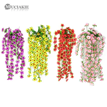 Подвесное украса дължина 5ШТ 75 см, изкуствени цветя, малки симулационни слънчогледи, копринени цветя за вертикални електрически гирлянди за сватба