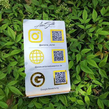Тройна Икона и QR-код Instagram Business Знак социални мрежи Salon Табела Beauty Знак qr-код, за бизнес, Маркетинг Знак