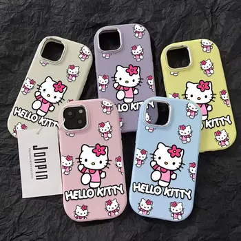Hello Kitty Sanrio Покритие Аниме Калъф За Телефон iPhone 15 14 13 12 11 Pro Max Xr X 8 14 Плюс Калъф Сладък Cartoony устойчив на удари Калъф