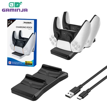 Зарядно устройство GAMINJR За Безжичен Контролер PlayStation5 Type-C USB Dual Fast Charging Dock Station За Геймпадов С Джойстик PS5