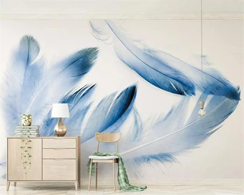 beibehang 3D тапети фон фреска, хол с диван спалня синьо перо ТЕЛЕВИЗИЯ на фона на поръчка за всеки размер стени 3D тапети