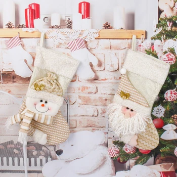 Пъстър Коледен Чорап Подарък Пакет Многоцелеви Коледа Коледа Окачен Украшение за Мастило Дома Хол Спалня