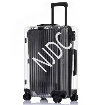 Прозрачен Куфар, чанта, 24-инчовата Пътна количка, Багажното калъф за КОМПЮТЪР, кутия за съхранение на пароли, Универсална Кутия за багаж на 4 колела