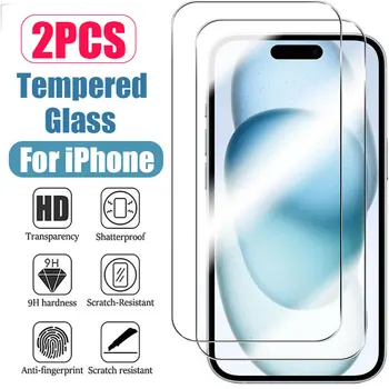 2 ЕЛЕМЕНТА от Закалено Стъкло За iPhone 14 13 15 12 11 Pro Max 13 12 Мини-Протектор на Екрана за iPhone 15 14 Plus XR XS Max SE 2020 Glass