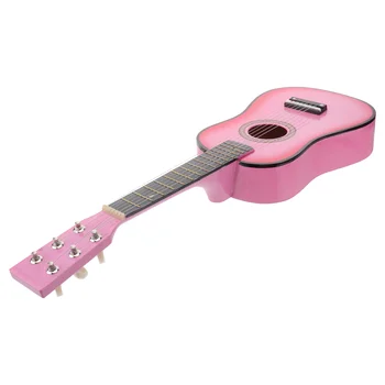 23-инчов народна акустична китара, музикален инструмент за начинаещи, 6-струнен китара, детска играчка (розово), класическа китара