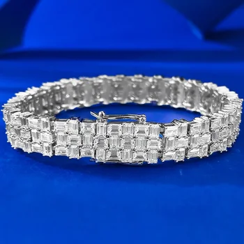 Ценен лабораторен муассанит, диамантена гривна, 100% истинско сребро 925 проба, сватбени гривни за жени, мъжки бижута за годеж