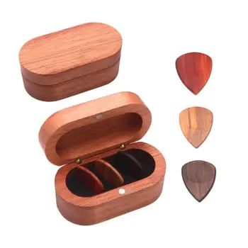 Дървена кутия за медиатори с овална форма, Дървена кутия за медиатори ръчно изработени, кост във формата на пеперуда, дървени Шрапнел