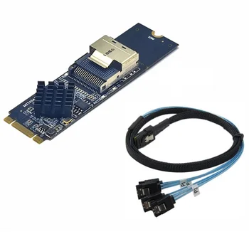 M. 2 NVME за Mini SAS СФФ-8087 Поддръжка на карти за разширяване на 4 порта SATA3.0 6 gbps SSD HDD SATA Контролер SFF8087 за M2 NVME