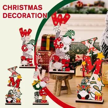 2023 Нов Коледен Дървена Коледен орнамент Настолна Снежинка Дядо Коледа, Снежен човек Елха Коледна декорация за дома C7Q8