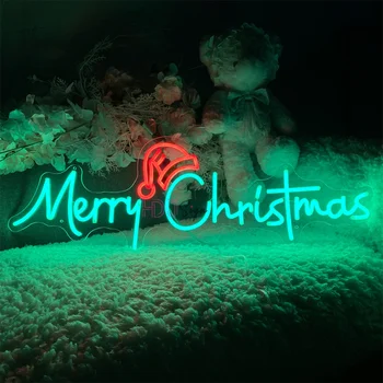 Весела Коледа, неон led табела, Детска спалня, парти, бар, боядисани стени, Нова година, Коледни нощни светлини, USB знаци, Коледна украса