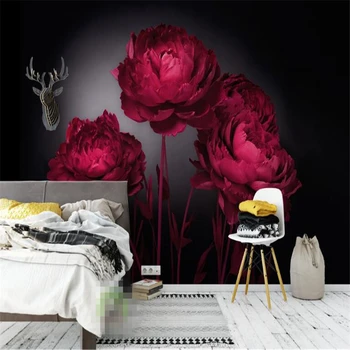 Beibehang 3D тапети романтични червени рози на фона на телевизора стена хол фон спални стенопис фотообои за стени D 3