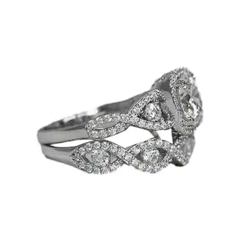 Набор от годежни пръстени за жени, комплекти, сватбени халки, Годежни пръстени, Реколта пръстени-обещания, Годежни пръстени за жени, размер 6-10