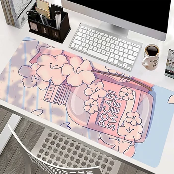 XXL Геймърска подложка за мишка Модерен Аниме Розова подложка за мишка с цветен модел за лаптоп за момичета, Нескользящие трайни настолни подложки