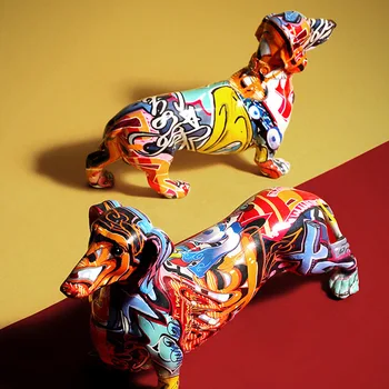 Модерна творческа цветна украса за кучета под формата на такса, за Украса на дома винен шкаф, Маса за занаяти