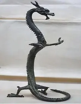 изящни бронзови Фигурки статуя на китайски дракон Височина 9 см 23,5 см За Декорация на Градината от 100% истинска Месинг и Бронз