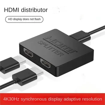 4K Mini HDMI Splitter One in Two Out с аудио - и видеокабелями