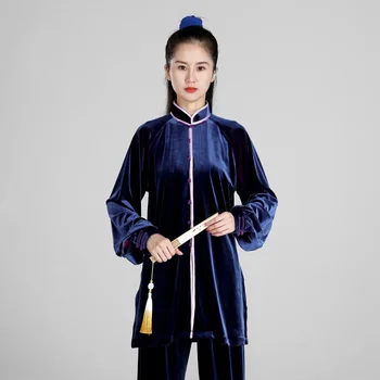 Зимна утепленная облекло за тайцзицюань, дамски дрехи, за ушу, дрехи за конкурса по кунг-фу, униформи за бойни изкуства, без бръчки 2023 г.