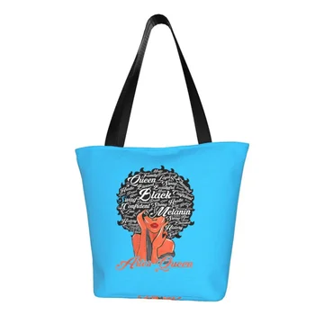 Потребителски Африкански Жени Черна Момиче Холщовая Пазарска Чанта Жени За Многократна Употреба За Хранителни Стоки Чанти Мъкна Shopper Bag